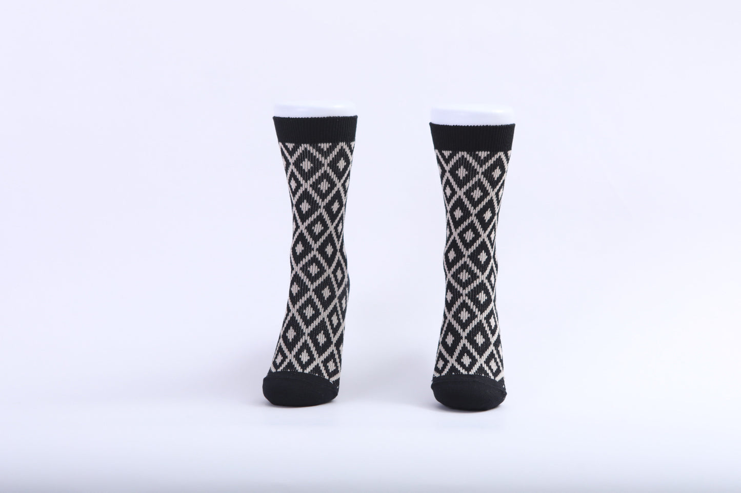 Chaussettes - Graphiques losanges noirs et blancs