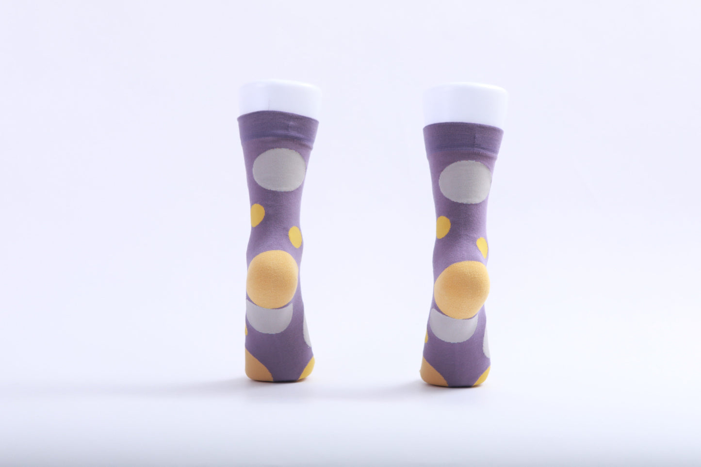Chaussettes - Violet avec Ronds jaunes et blancs