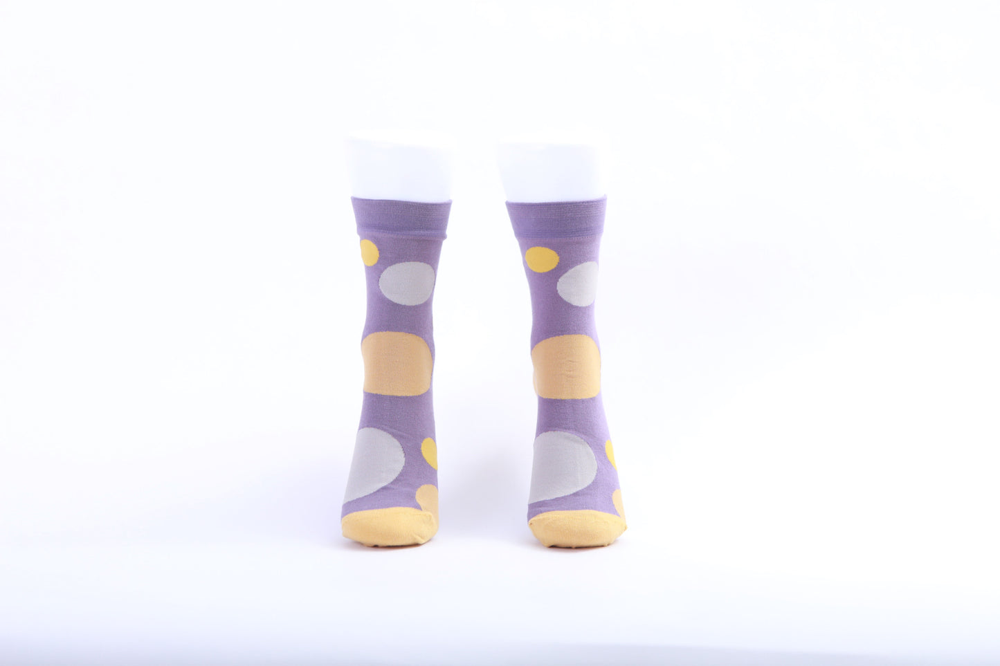 Chaussettes - Violet avec Ronds jaunes et blancs