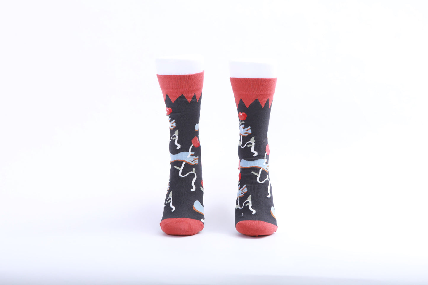 Chaussettes Fleur Coquelicot - Rouge et Bleu foncé