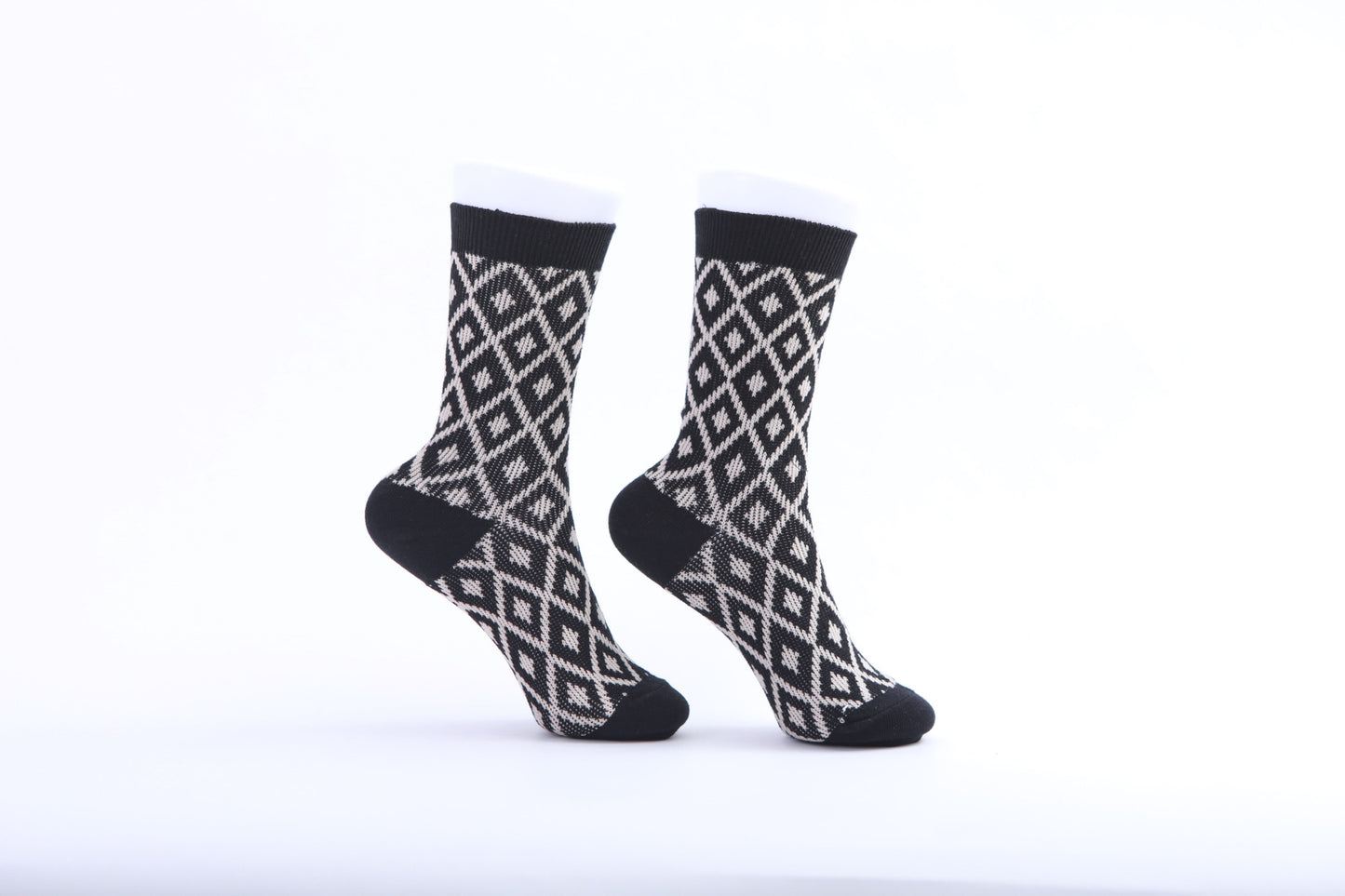 Chaussettes - Graphiques losanges noirs et blancs
