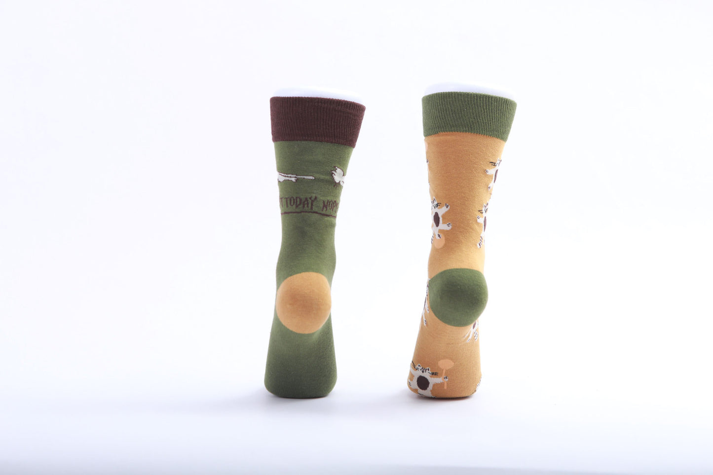 Chaussettes - Chats - Vert et Jaune moutarde