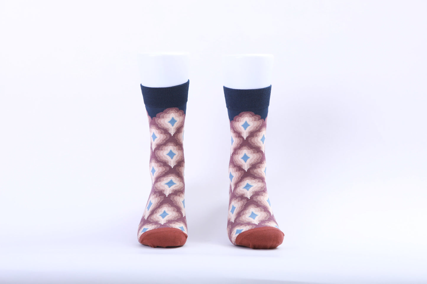 Chaussettes - Graphiques Losanges - Marron et Violet