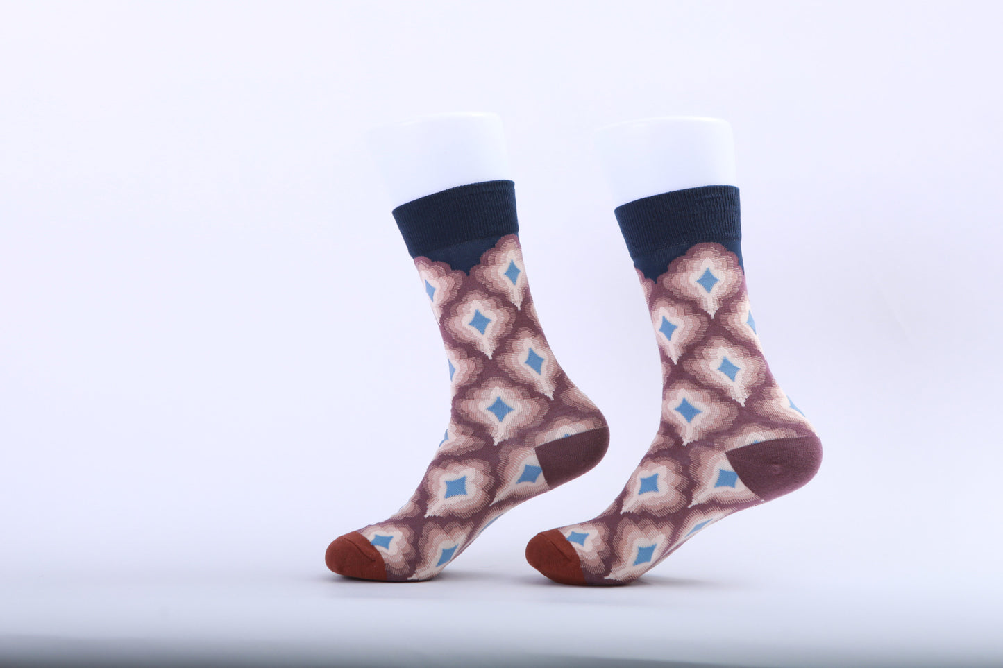 Chaussettes - Graphiques Losanges - Marron et Violet