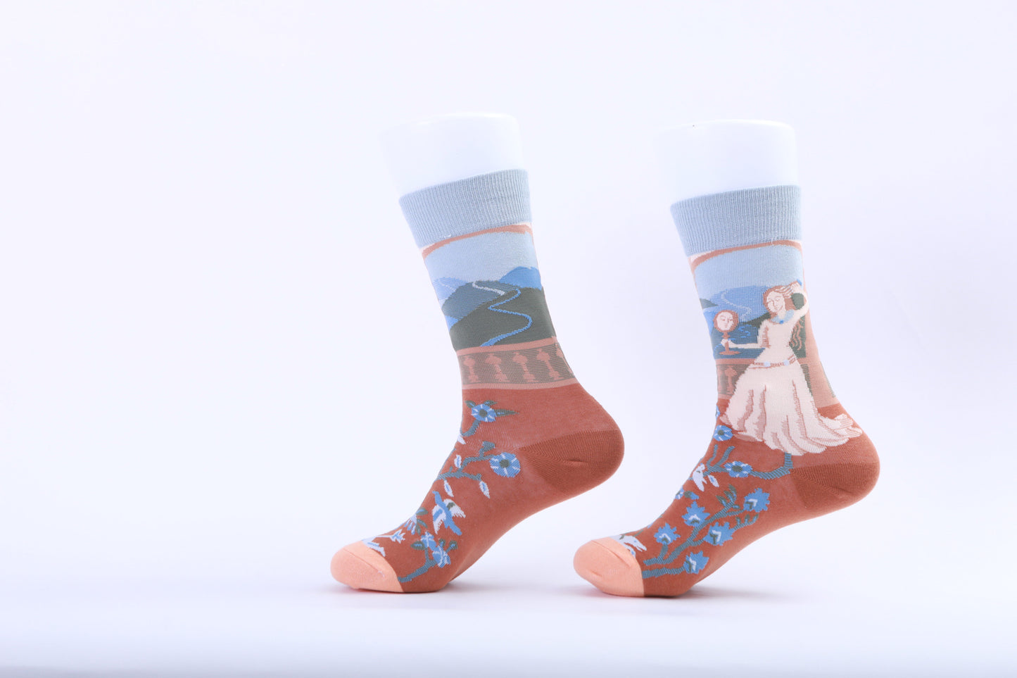 Chaussette - Femme Renaissance et Paysage