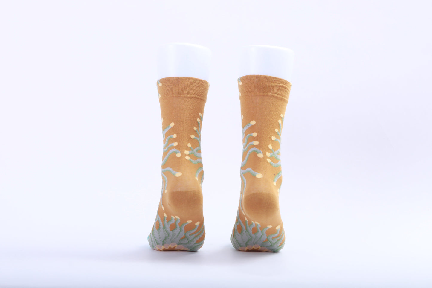 Chaussettes - Anémone sur fond couleur sable