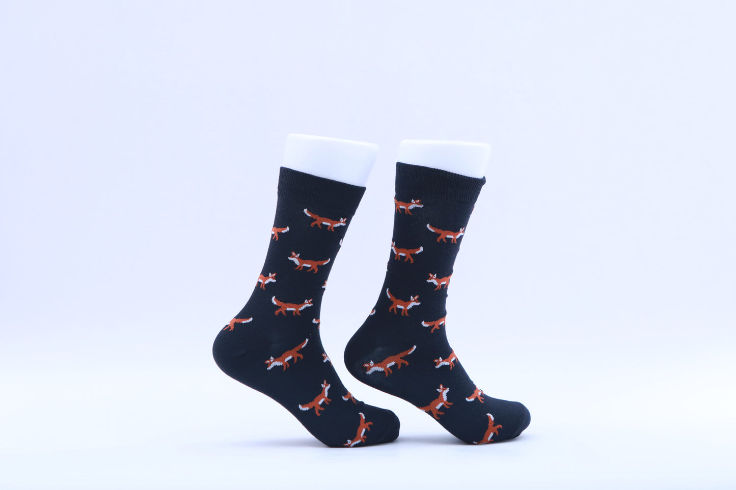 Chaussettes - Renard qui marche - Orange, marron roux sur fond bleu foncé