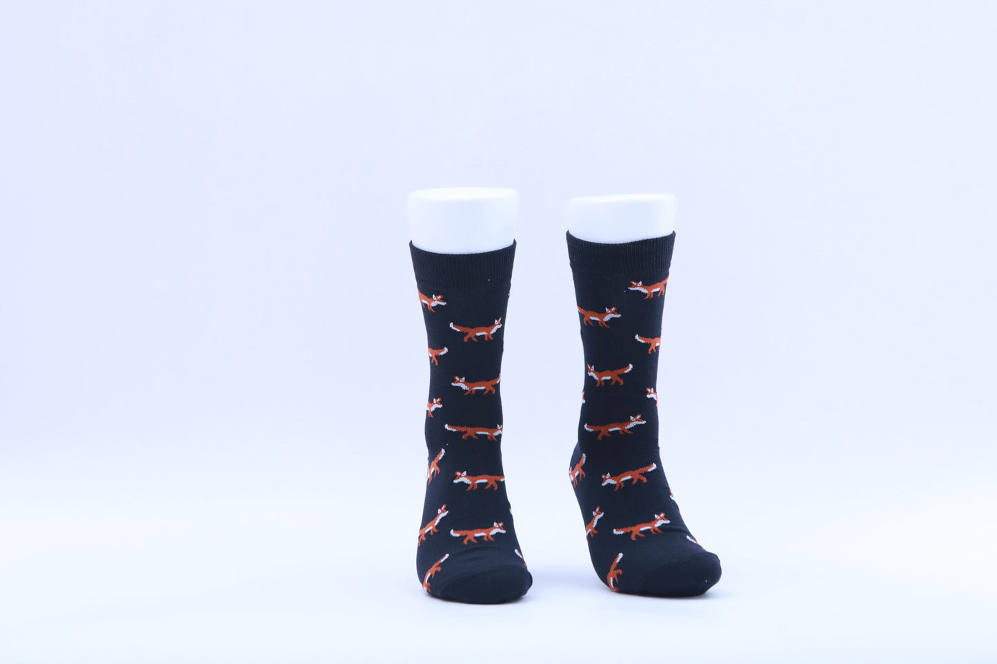 Chaussettes - Renard qui marche - Orange, marron roux sur fond bleu foncé