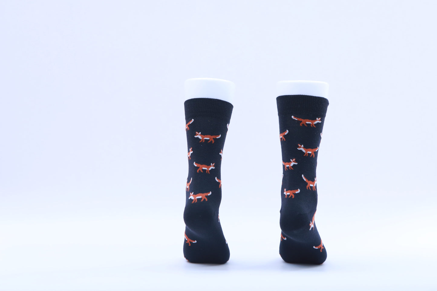 Chaussettes - Renard qui marche - Orange, marron roux sur fond bleu foncé