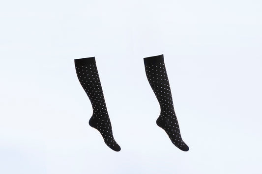 Chaussettes mi-bas - Points blancs sur fond noir