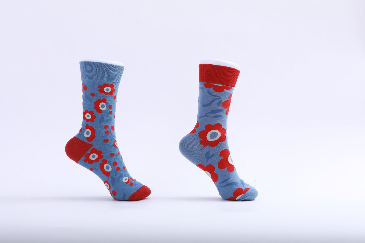 Chaussettes - Fleur rouge et bleue