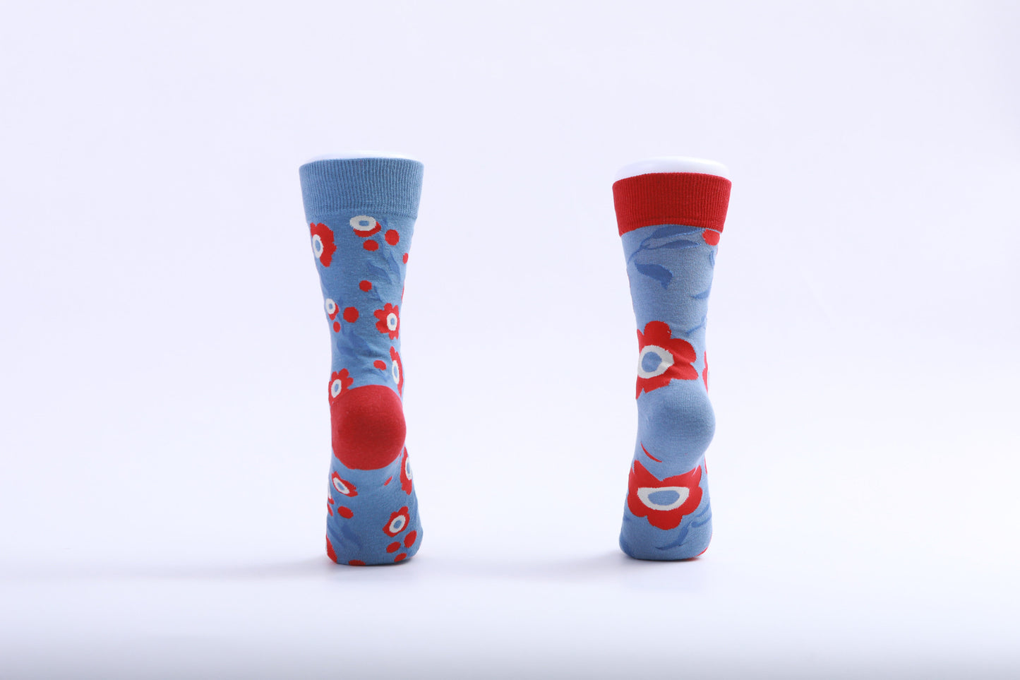 Chaussettes - Fleur rouge et bleue