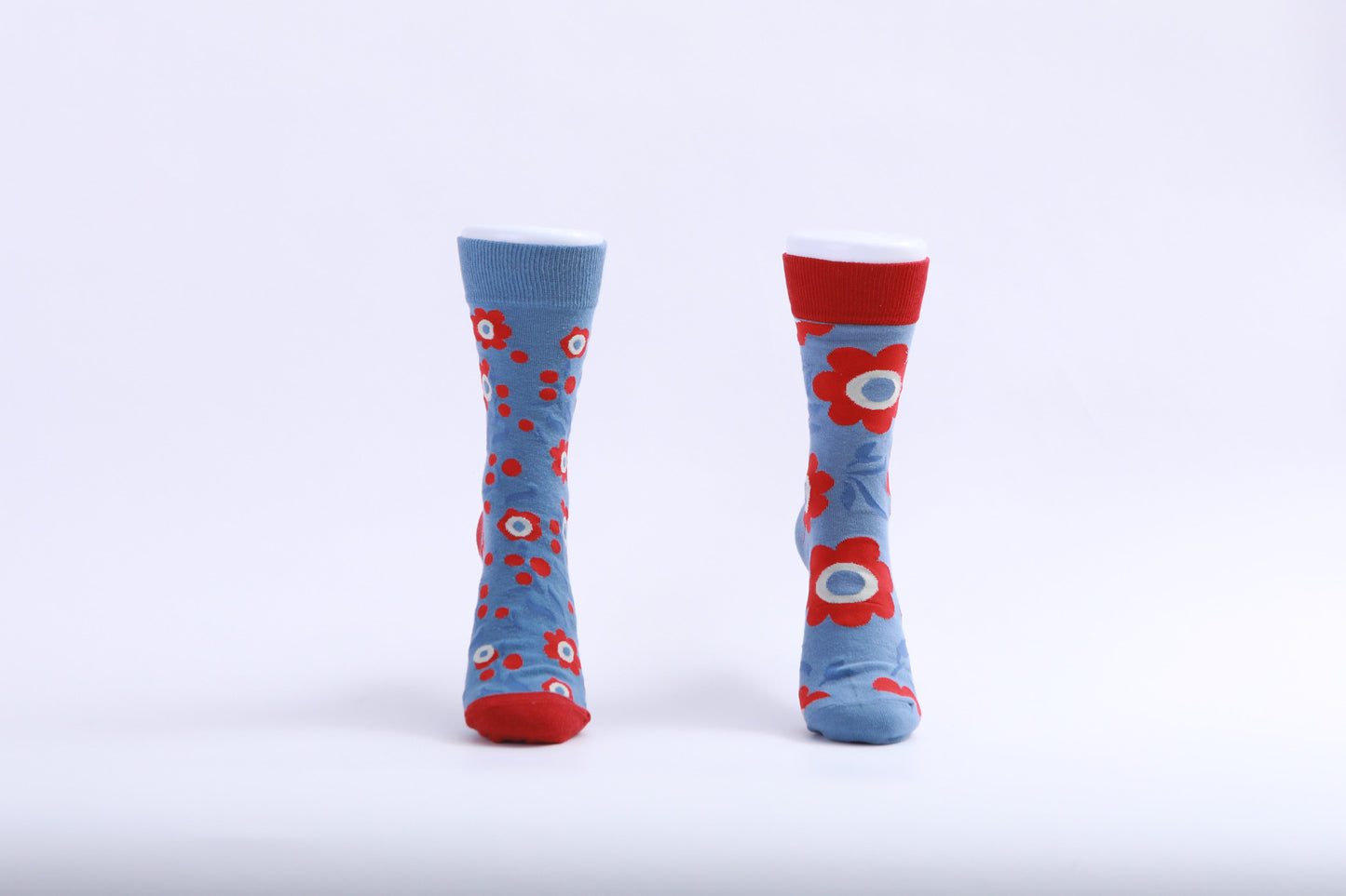 Chaussettes - Fleur rouge et bleue