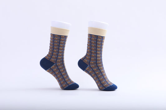 Chaussettes - Graphismes bleus et orange 