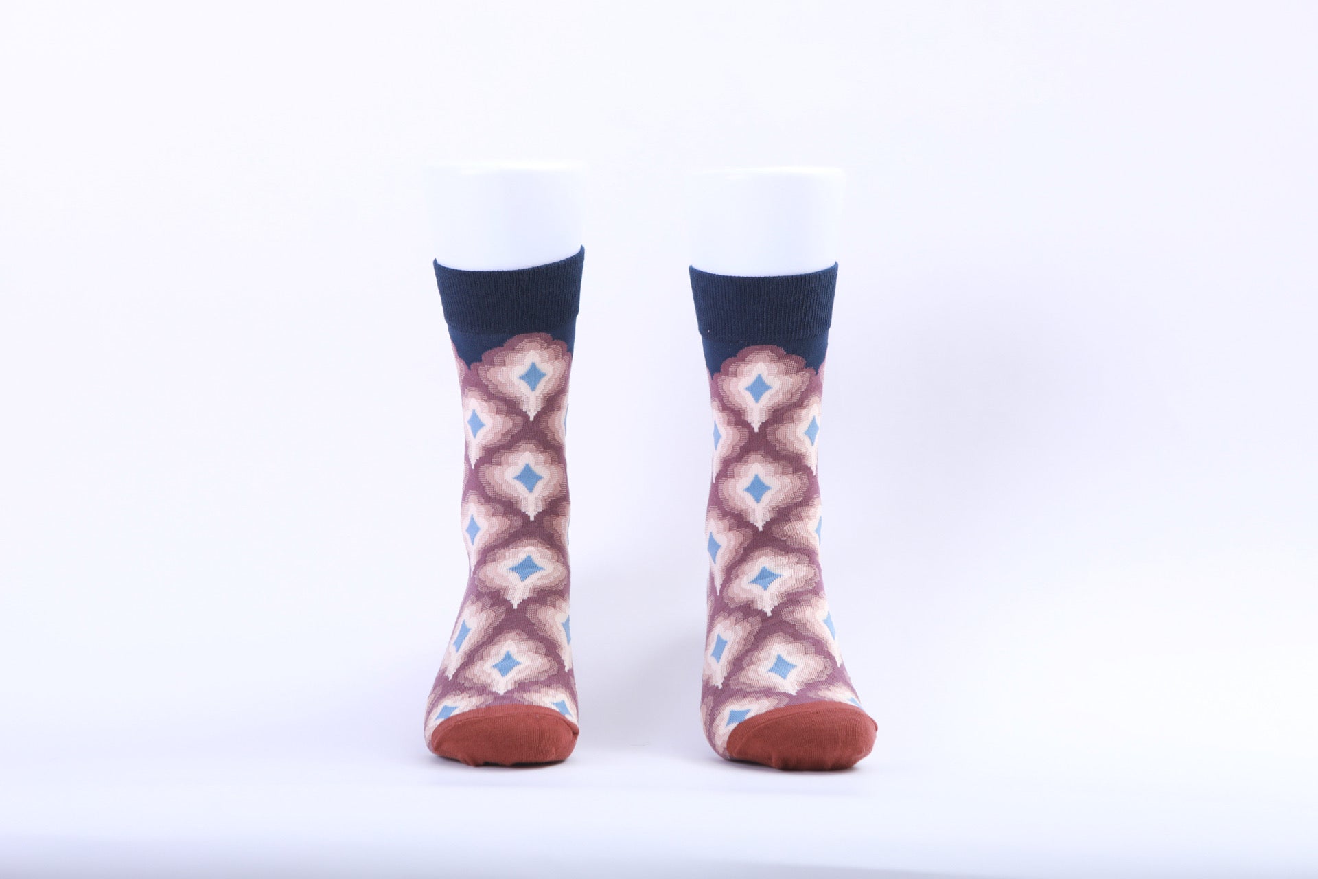Chaussettes - Graphiques Losanges - Marron et Violet