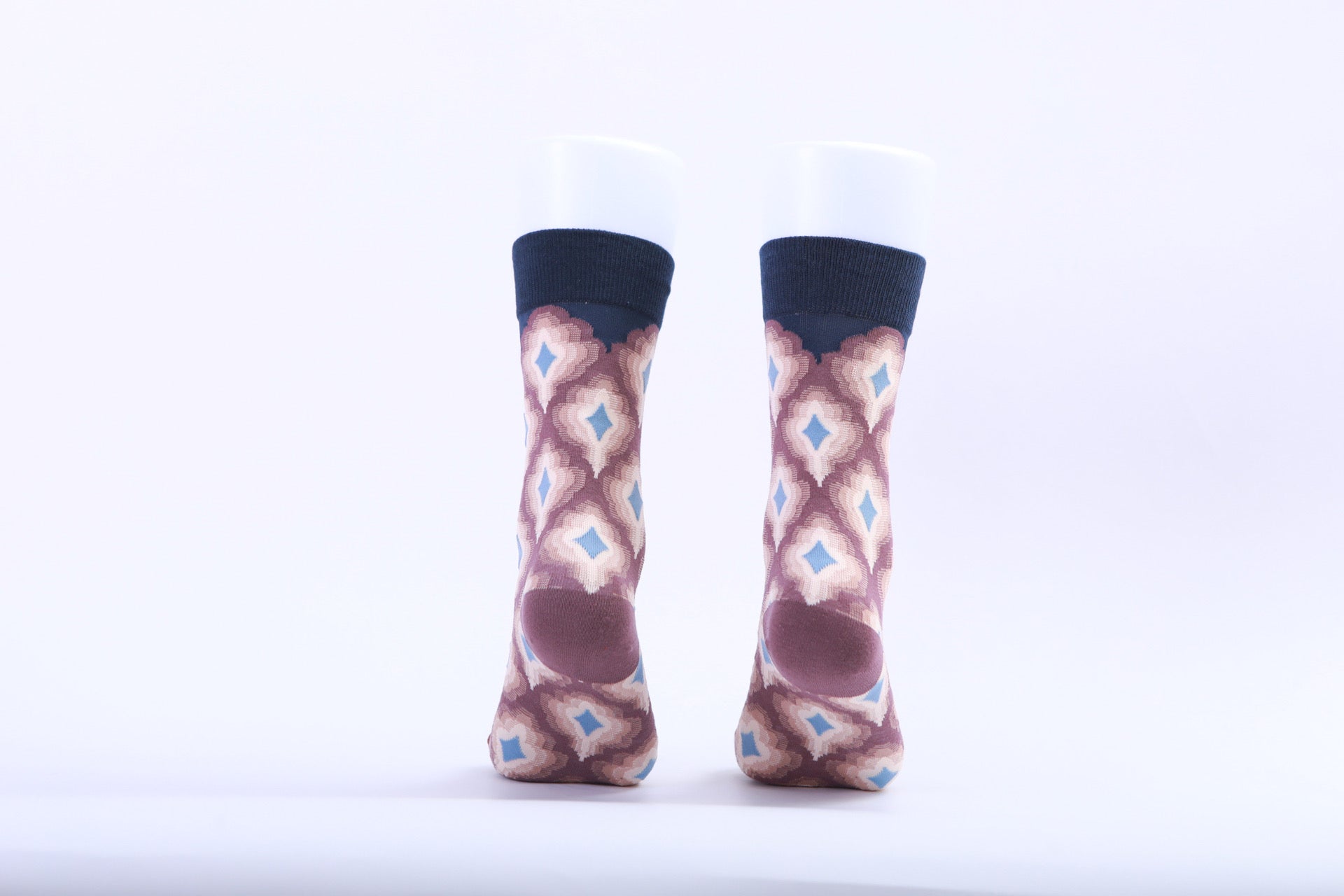 Chaussettes - Graphiques Losanges - Marron et Violet